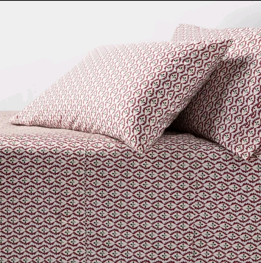 Full 400 Thread Count Christmas Holiday Performance Sheet Set Woodblock Leaf